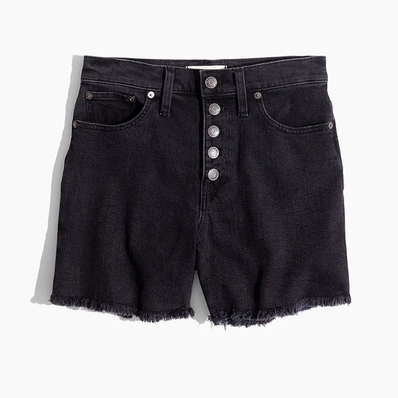 NWT Madewell High-Rise Denim Boyshorts in Faded Black: Button-Through Edition - Picture 1 of 7